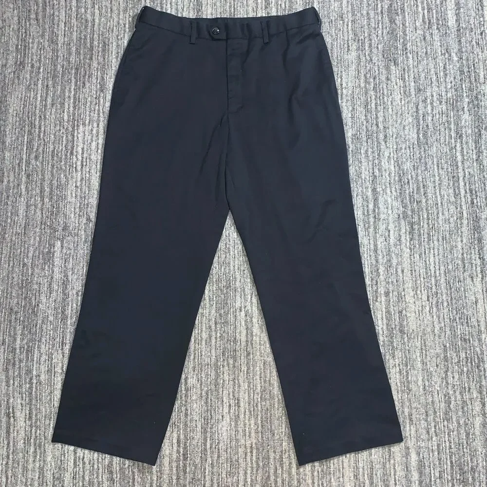 Perry Ellis Portfolio Men's Size 34x30 Flat Front Black Dress Pants‎ Stretch